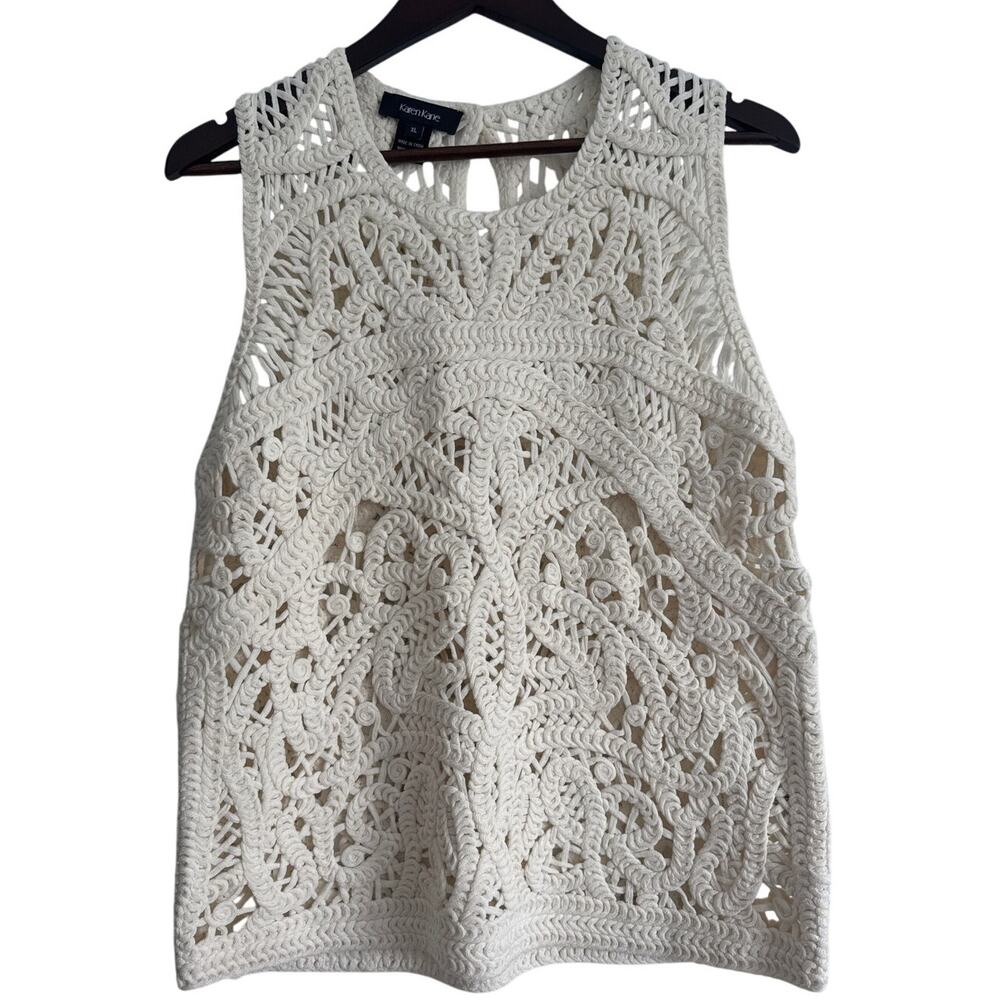 Vintage Karen Kane Crochet Cotton Vest-‎ Size: XL